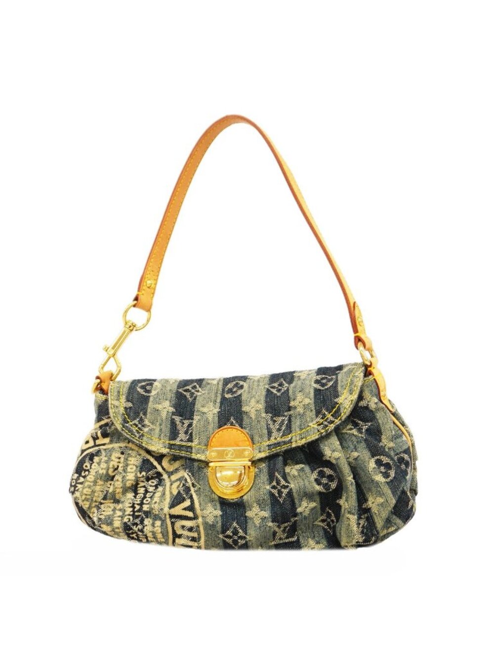 Louis Vuitton Handbag Monogram Denim Mini Pleaty Raye Blue